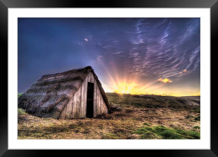 Seaweed drying hut sunrise Framed Mounted Print by Simon West