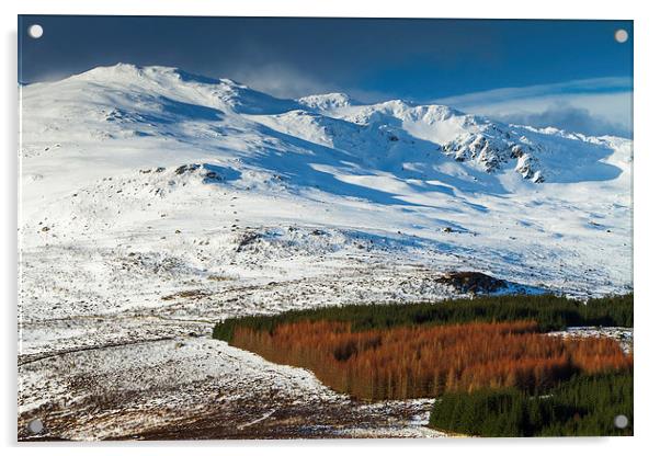 Ben Vrackie in winter, Scotland Acrylic by Gabor Pozsgai