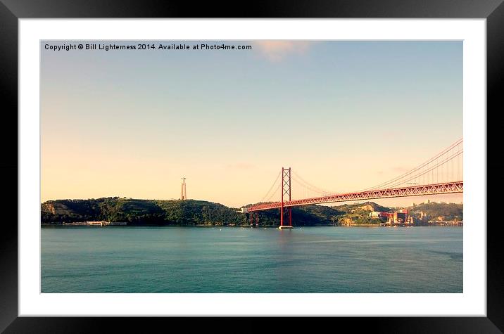 25 de Abril Bridge , Lisbon Framed Mounted Print by Bill Lighterness