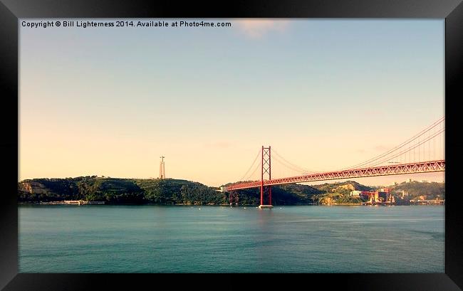 25 de Abril Bridge , Lisbon Framed Print by Bill Lighterness