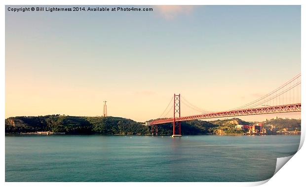 25 de Abril Bridge , Lisbon Print by Bill Lighterness