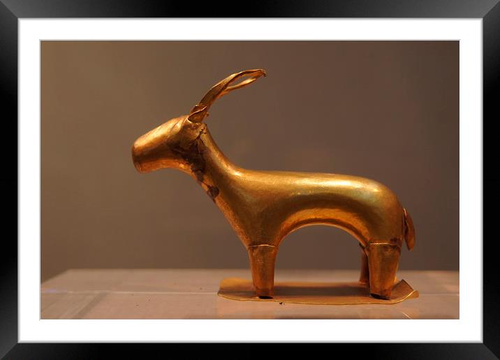 Bronze Age Gold Cast Ibex Framed Mounted Print by Geoffrey Higges