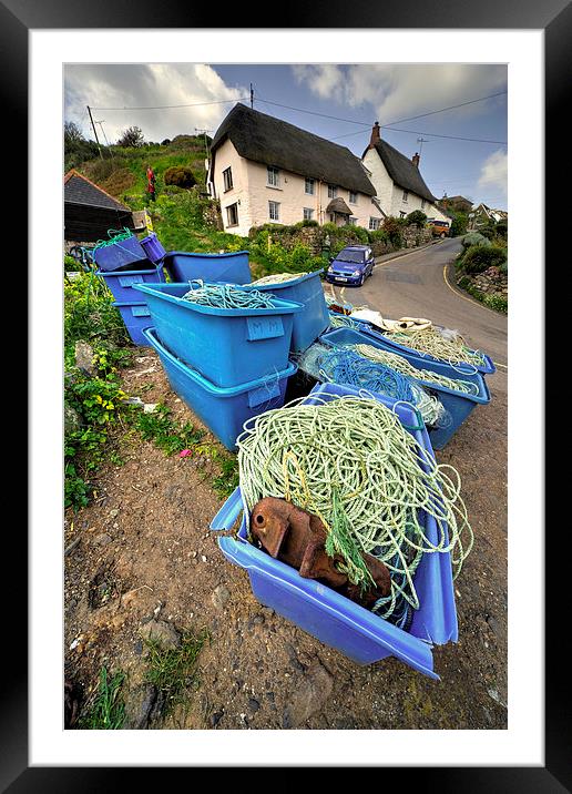Fishing paraphernalia at Cadgwith Cove Framed Mounted Print by Rob Hawkins