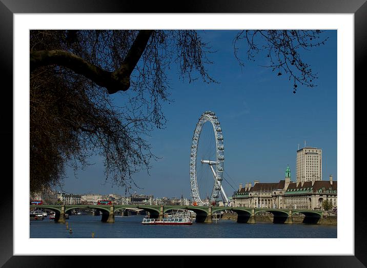 Westminster  Bridge London Eye Framed Mounted Print by David French