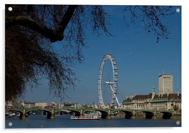 Westminster  Bridge London Eye Acrylic by David French