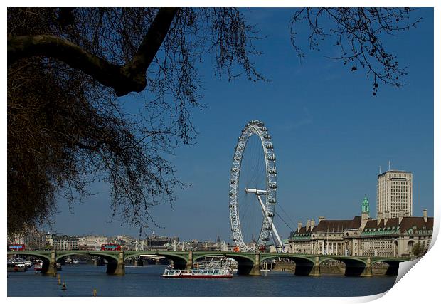 Westminster  Bridge London Eye Print by David French
