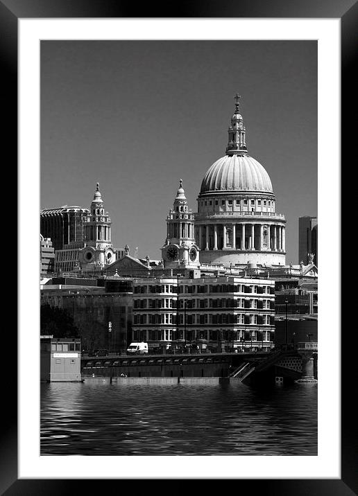 St Pauls Cathedral at London BW Framed Mounted Print by David French