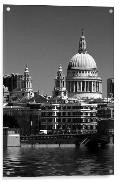 St Pauls Cathedral at London BW Acrylic by David French