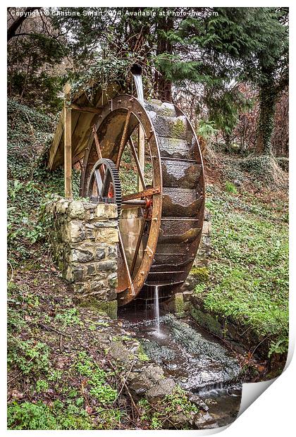 Rusty Waterwheel at Aber Falls Print by Christine Smart
