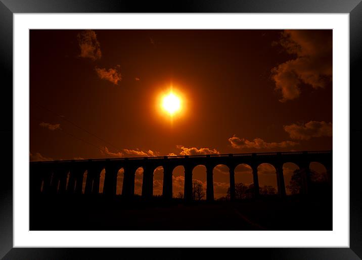 sunset over viaduct Framed Mounted Print by Eddie Howland