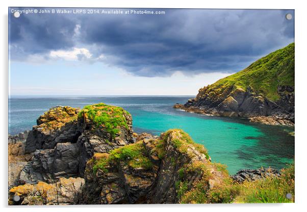Rugged Cornish Coastline Acrylic by John B Walker LRPS