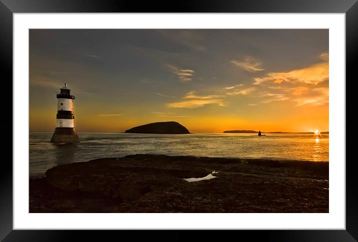 Sunrise At Penmon lighthouse Framed Mounted Print by Jim kernan