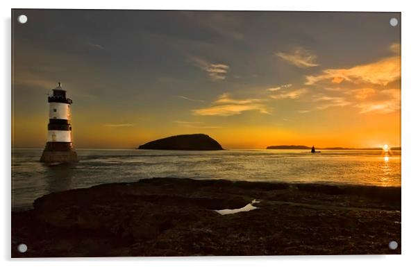 Sunrise At Penmon lighthouse Acrylic by Jim kernan