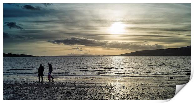 Evening stroll on the beach Print by Geo Harris