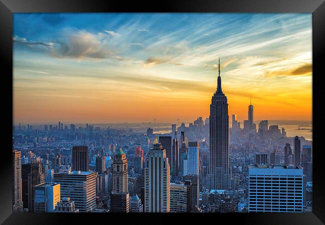 Empire State Sunset Framed Print by Kevin Ainslie