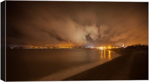 Swansea Bay at night Canvas Print by Leighton Collins