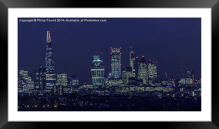 London City Skyline At Night Framed Mounted Print by Philip Pound