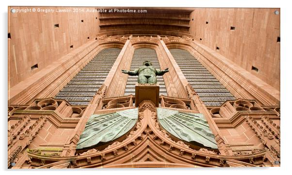 Liverpool Anglican Cathedral Statue Acrylic by Gregory Lawson