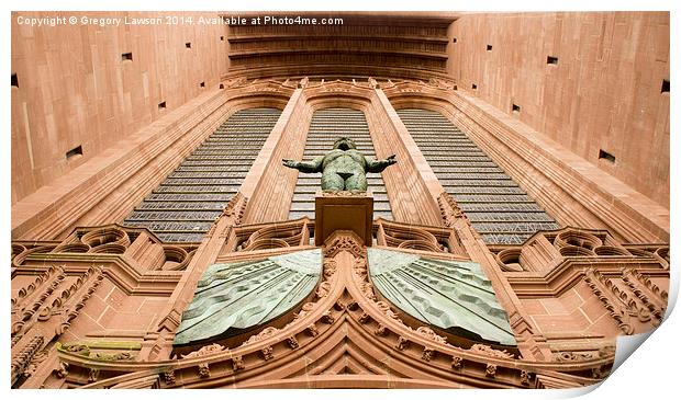Liverpool Anglican Cathedral Statue Print by Gregory Lawson