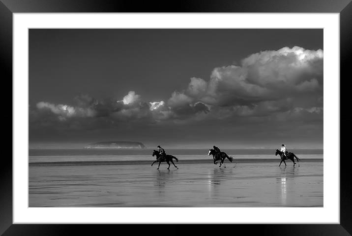 Horses in a storm Framed Mounted Print by Dave Hayward
