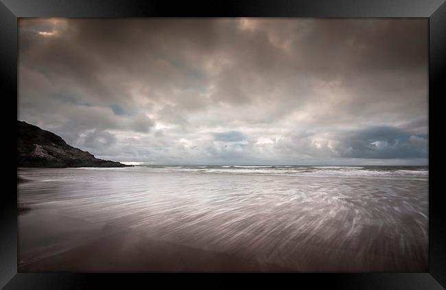 Caswell bay storm Framed Print by Leighton Collins