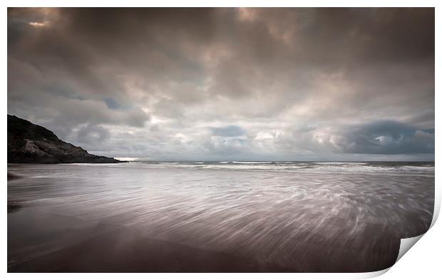 Caswell bay storm Print by Leighton Collins