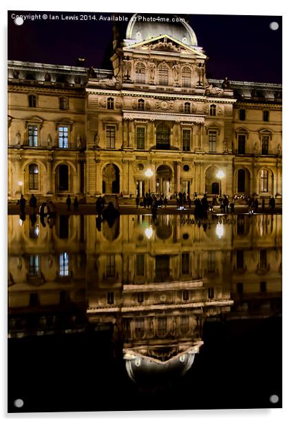 Reflections of the Louvre Palace Acrylic by Ian Lewis