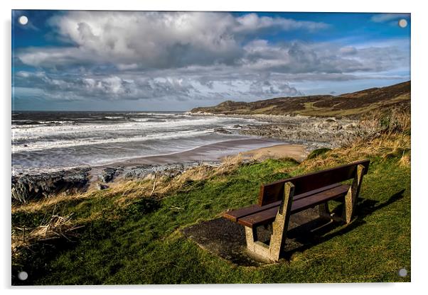 Coombesgate  Beach, Woolacombe. Acrylic by Dave Wilkinson North Devon Ph