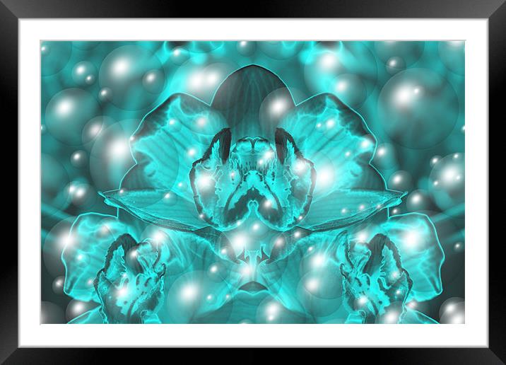 Blue bubble abstract Framed Mounted Print by Ruth Hallam