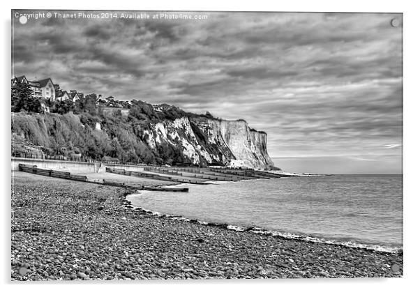 St Margarets Bay in mono Acrylic by Thanet Photos