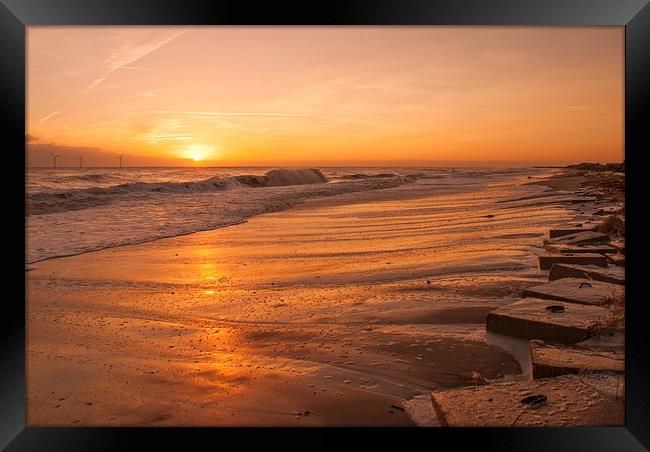 Sunrise at Caister Beach Framed Print by Steve Hardiman