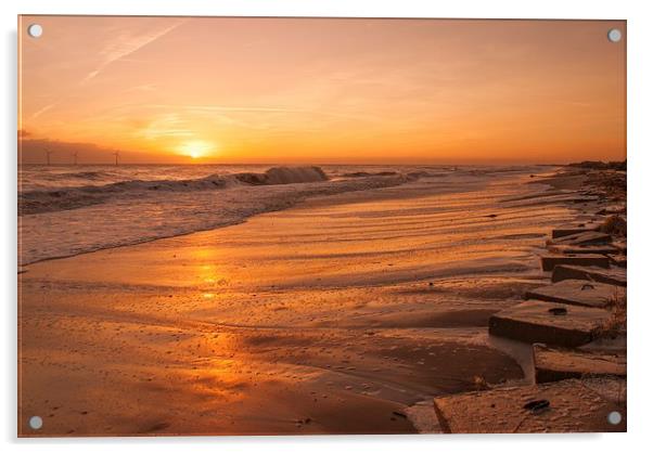 Sunrise at Caister Beach Acrylic by Steve Hardiman