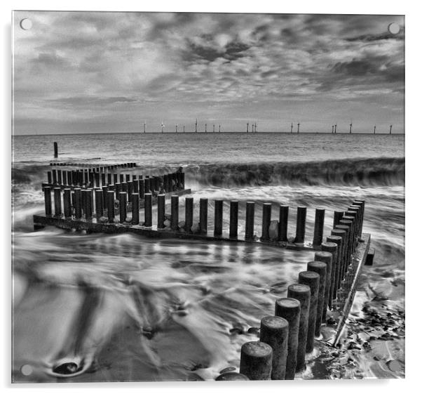 Sea Defences at Caister Beach Acrylic by Steve Hardiman