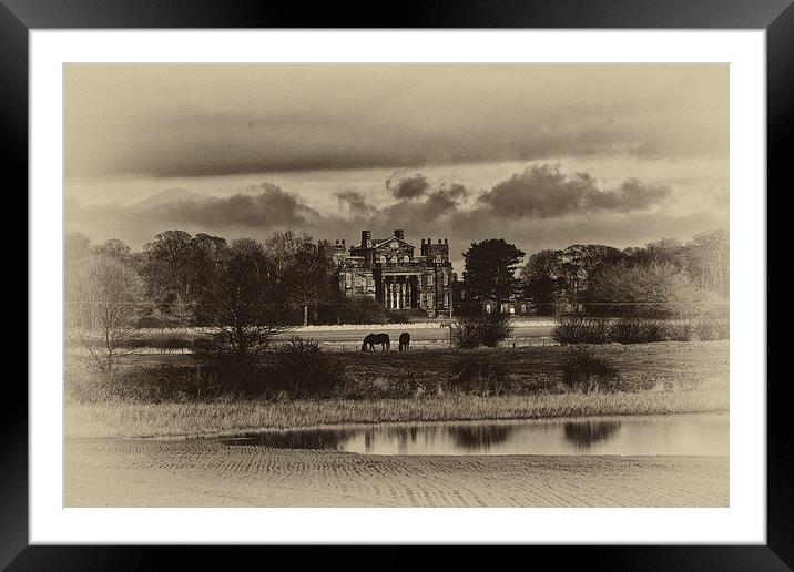 Seaton Delaval Hall in sepia Framed Mounted Print by Jim Jones
