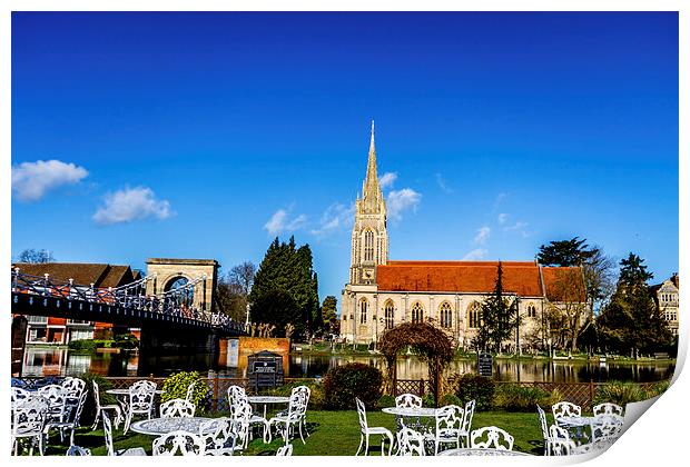 A seat by the river Print by Oxon Images