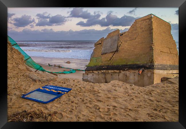 Hemsby Beach Old Lifeboat Shed After Surge Framed Print by James Taylor