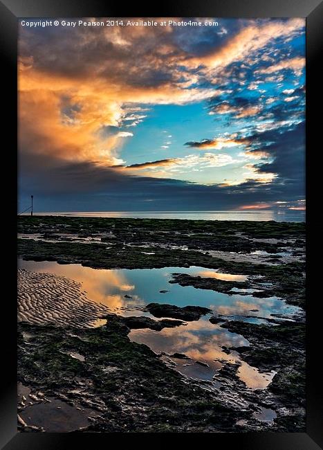 Reflections on Hunstanton beach Framed Print by Gary Pearson