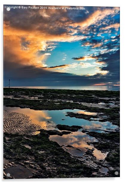 Reflections on Hunstanton beach Acrylic by Gary Pearson
