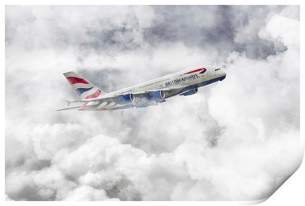 British Airways A380 Print by J Biggadike