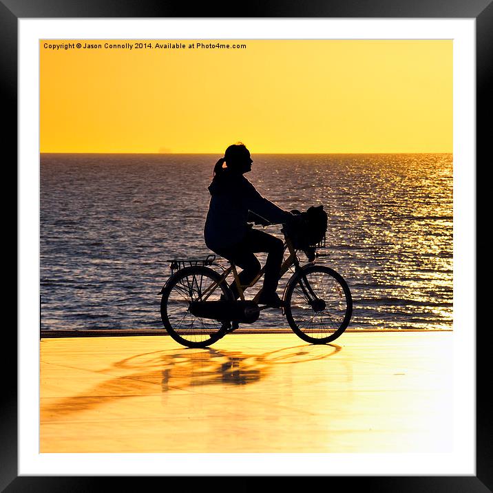 Blackpool Biker At Sunset Framed Mounted Print by Jason Connolly
