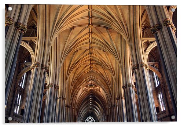 Inside Bristol Cathedral Acrylic by Thomas Mudge