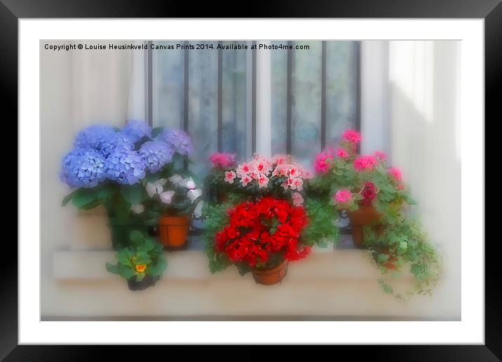 Flowers on a Windowsill Framed Mounted Print by Louise Heusinkveld