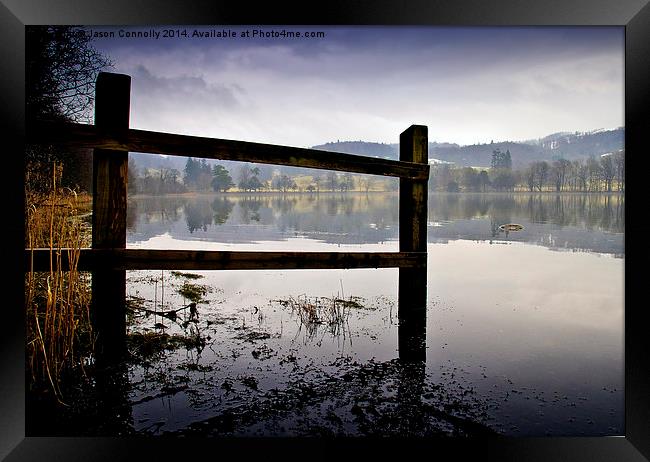 All Calm At Coniston Framed Print by Jason Connolly