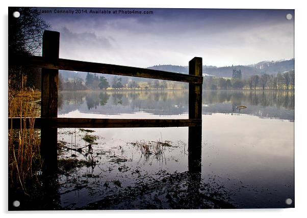 All Calm At Coniston Acrylic by Jason Connolly