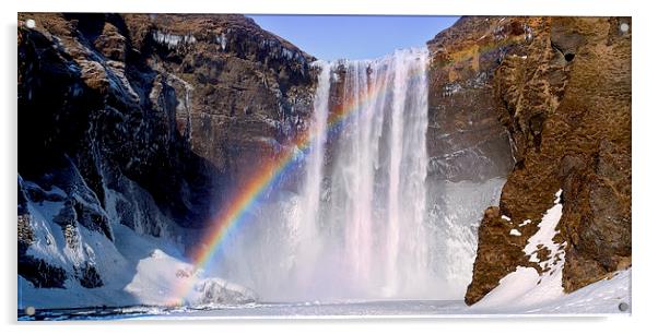 Skogafoss waterfall in Iceland. Acrylic by richard pereira