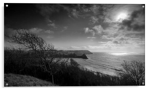 Three Cliffs Bay Swansea Acrylic by Leighton Collins