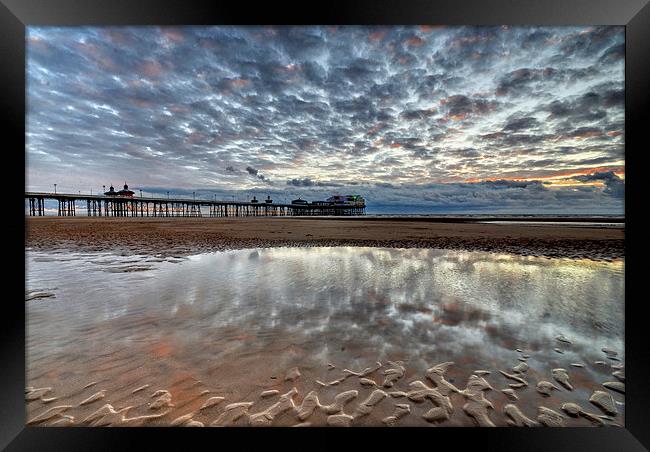 North Pier Blackpool Beach Framed Print by Gary Kenyon