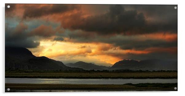 Sunset over Snowdonia Acrylic by Ceri Jones