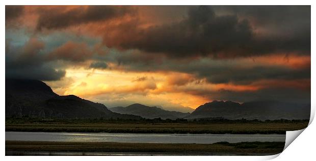 Sunset over Snowdonia Print by Ceri Jones