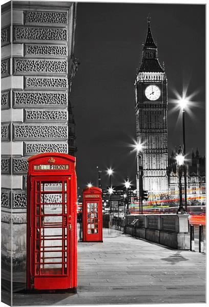 Londons Telephone Boxes Canvas Print by Adam Payne